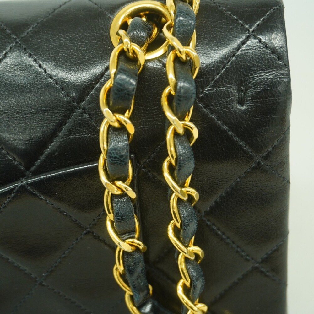 Chanel Matelass√© Shoulder Bag, Double Flap, Chain, Lambskin, Black, Women's - Picture 9 of 11